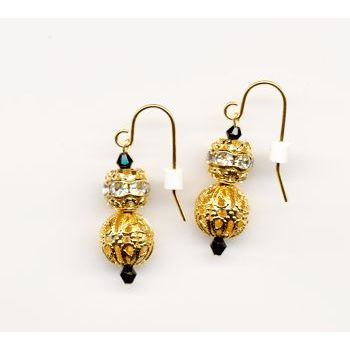 HB HairJewels - Diva Collection - Black & Gold Earrings