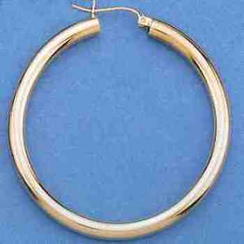 Polished Hollow Tube 14K Gold Hoops