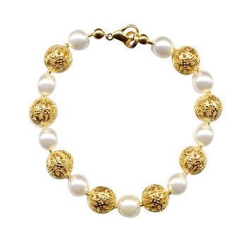HB HairJewels - Diva Collection - Pearl & Gold Foil Bracelet