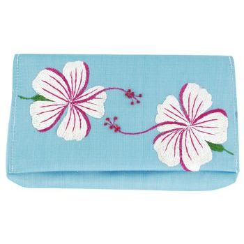 Chan Luu - Hawaiian Flowers Silk Wallet - Turquoise w/ White Flowers