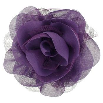 SBNY Accessories - Silk and Lace Large Rose Hair Clip/Pin - Deep Plum