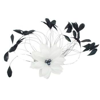 Colette Malouf - Silk Flower Coque Fan Barrette - White (1)