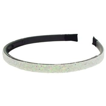 HB HairJewels - Lucy Collection - Small Glitter Headband - White Glitter - 3/8