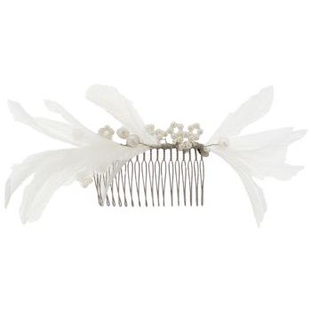 Balu - Feather & Pearl Hair Comb - White (1)