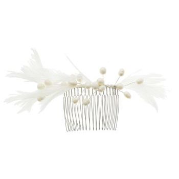 Balu - Feather & Pearl Long Tooth Hair Comb (1)