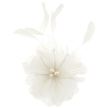 Balu - Flower Feather w/Pearl Hair Comb - White (1)