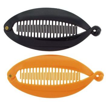 HB HairJewels - Lucy Collection - Large Banana Comb Clip - Orange & Black (Set of 2)