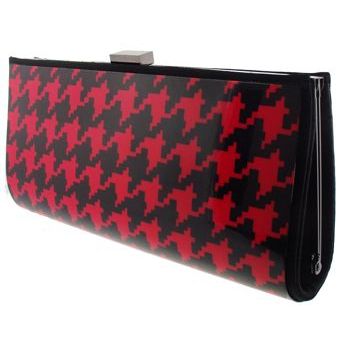 Karen Marie - Boutique Bags - Black and Red Houndstooth Clutch