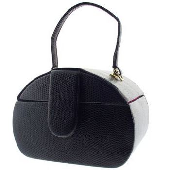 Karen Marie - Boutique Bags - Lizard Black Mini Rounded Jewel Box