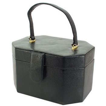 Karen Marie - Boutique Bags - Lizard Black Octagonal Jewel Box