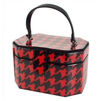 Karen Marie - Boutique Bags - Black and Red Houndstooth Octagonal Jewel Box