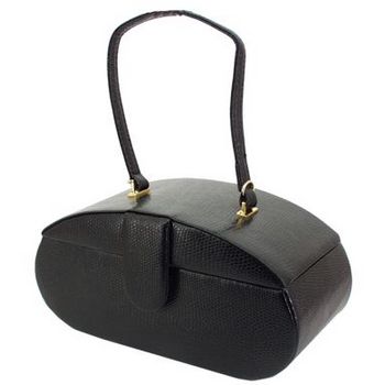 Karen Marie - Boutique Bags - Lizard Black Rounded Jewel Box
