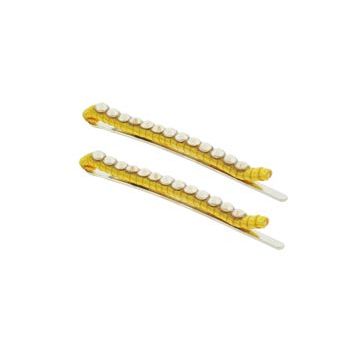 Lisa Freede - Small Silk Wrapped Bobbi Pins - Yellow w/Citrine Swarovski Crystals (Set of 2)