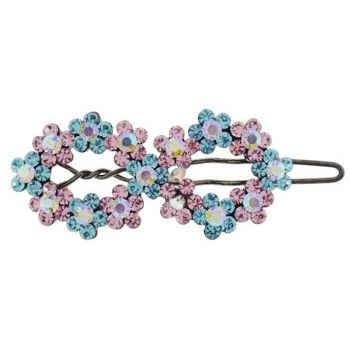 Betty Wales - Double Oval Crystal Clip - Pink & Blue (1)