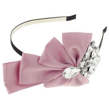 SOHO BEAT - Tea Party Collection - Satin Ribbon & Crystal Fan Headband - Dusty Rose (1)