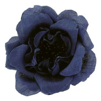 Karin's Garden - Dupioni Silk Rose w/Black Seeds - Denim (1)