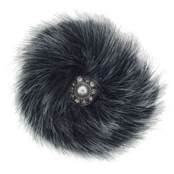 Karin's Garden - Faux Fur w/Crystal & Pearl Center Clip - Smoke (1)