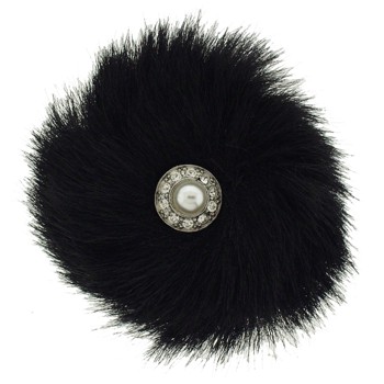 Karin's Garden - Faux Fur w/Crystal & Pearl Center Clip - Black (1)