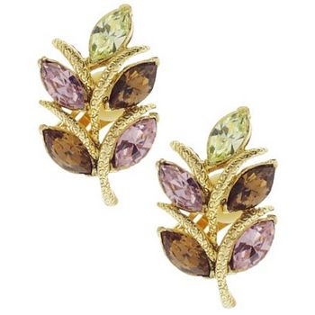 RJ Graziano - Amythest, Topaz, and Peridot Swarovski Crystal Leaf Earrings