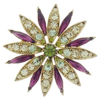 RJ Graziano - Peridot and Amythest Swarovski Crystal Flower Blossom Brooch Pin