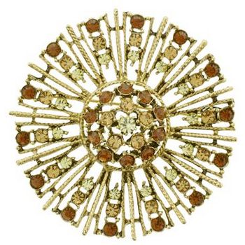 RJ Graziano - Citrine Sunburst Swarovski Crystal Brooch Pin