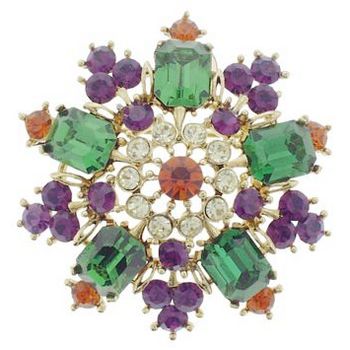 RJ Graziano - Emerald, Amythest, Citrine, and Diamond Swarovski Crystal Blooming Brooch Pin