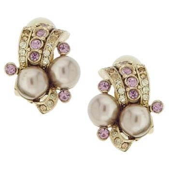 RJ Graziano - Amythest and Peridot Swarovski Crystal Pearl Earrings