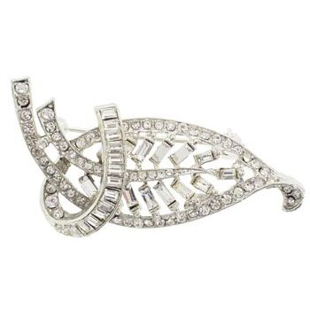 RJ Graziano - Diamond Leaf Swarovski Crystal Brooch Pin
