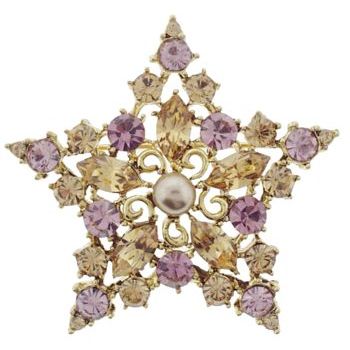 RJ Graziano - Citrine and Amethyst Swarovski Crystal Star Brooch Pin