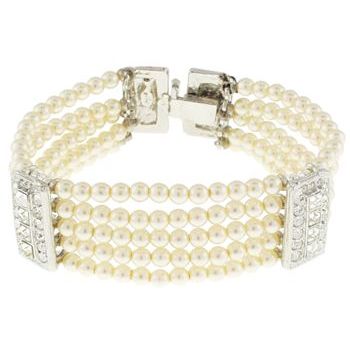 RJ Graziano - Pearl and Diamond Swarovski Crystal Bracelet