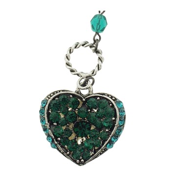 SOHO BEAT - Masquerade Collection - Double Sided - Jeweled Swarovski Heart Necklace - Emerald Green & Pearl