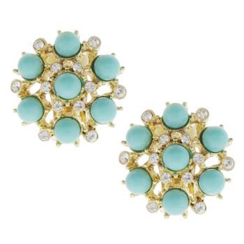RJ Graziano - Turquoise and Diamond Swarovski Crystal Mesh Earrings