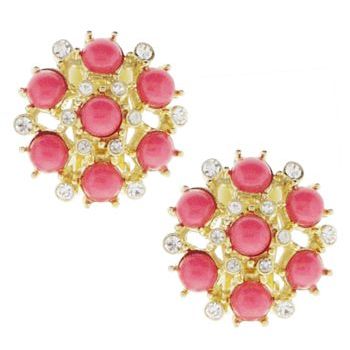 RJ Graziano - Coral and Diamond Swarovski Crystal Mesh Earrings