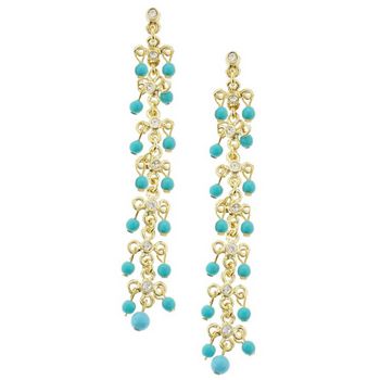 RJ Graziano - Diamond Crystal and Turquoise Swarovski Linear Drop Earrings