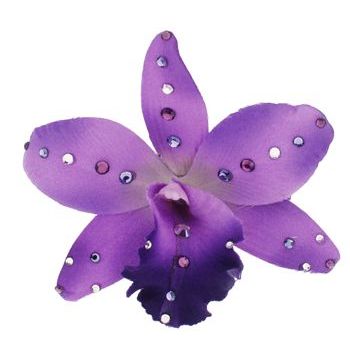 Michelle Roy - Medium Silk Orchid Clip - Purple w/Swarovski Crystal Accents
