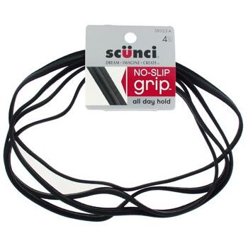 Scunci - No Slip Grip - Basic Flat No Damage Elastic Headwrap - Black (set of 4)