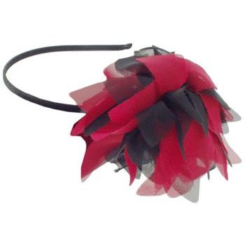 SBNY Accessories - Couture - Willow - Blossoming Chiffon Flower Headband - Raven Black and Crimson Red