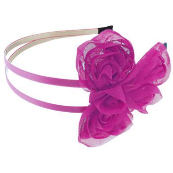 SBNY Accessories - Couture - Wildflower - Ribboned Bow Double Headband - Pink and Fuchsia