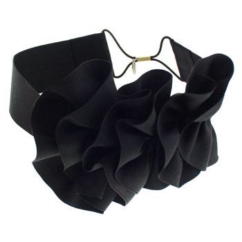 SBNY Accessories - Couture - Myrtle - Grosgrain Ribbon Ruffle Bandeau - Raven Black