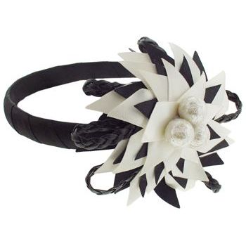 SBNY Accessories - Couture - Telstar - Blooming Flower of Satin, Braided Leather, and Webbed Orbs - Ivory