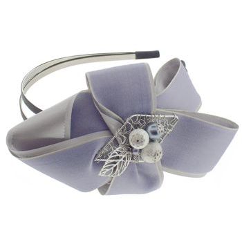 SBNY Accessories - Couture - Lavender - Layered Ribbon Ruffle and Metalwork Double Headband