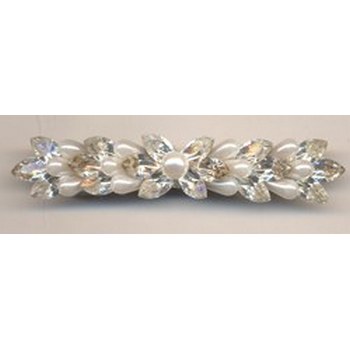 Austrian Crystal & Pearl Silver Flower Barrette