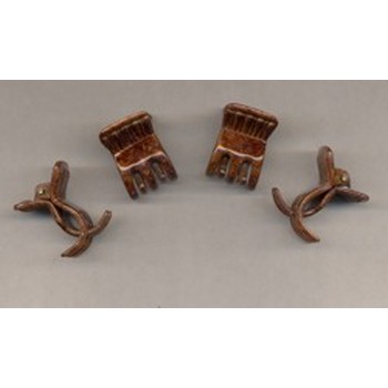 Set of Four Mini Claw Clips - Shell Brown