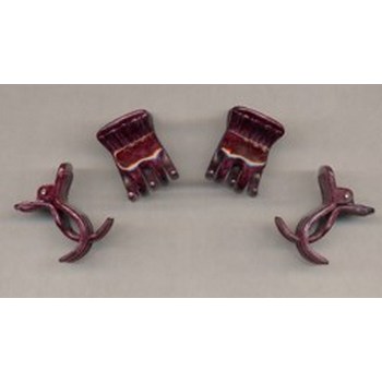 Set of Four Mini Claw Clips - Maroon