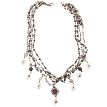 SOHO BEAT - Masquerade Collection - Jeweled Swarovski Triple Row Victorian Necklace - Pink Sapphire