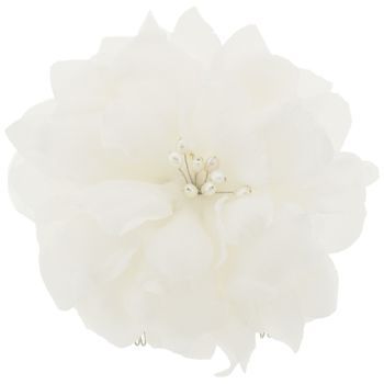Renee Rivera - Large Flower Comb w/Freshwater Pearls - White