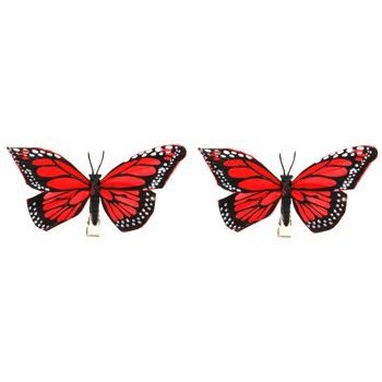 HB HairJewels - Lucy Collection - Monarch Butterfly Hairclips - Red (Set of 2)