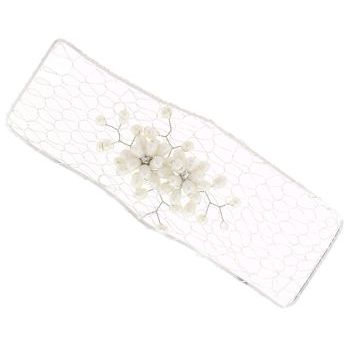 Nakamol Design - Wire Cuff w/Flower - White Pearl