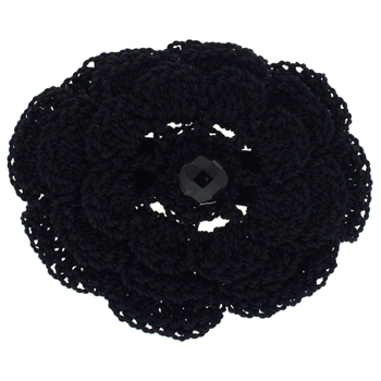 Balu - Crochet Flower Barrette - Black (1)