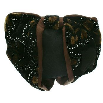 Karen Marie - Snood Collection - Large Velvet & Satin Snood with Glitter Lined Flower Burnouts - Chocolate